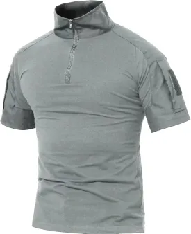 MAGCOMSEN Men's Tactical Military Shirts 1/4 Zip Short Sleeve Slim Fit Camo Shirt