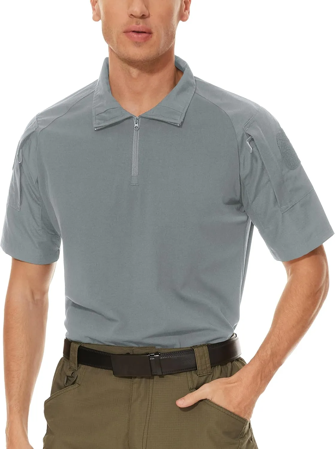 MAGCOMSEN Men's Tactical Military Shirts 1/4 Zip Short Sleeve Slim Fit Camo Shirt