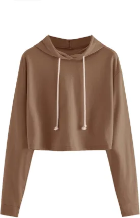 MakeMeChic Women's Cropped Hoodie Casual Workout Crop Sweatshirt Tops