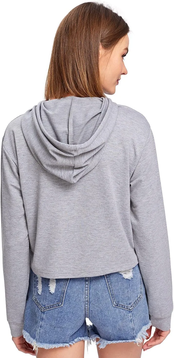 MakeMeChic Women's Cropped Hoodie Casual Workout Crop Sweatshirt Tops