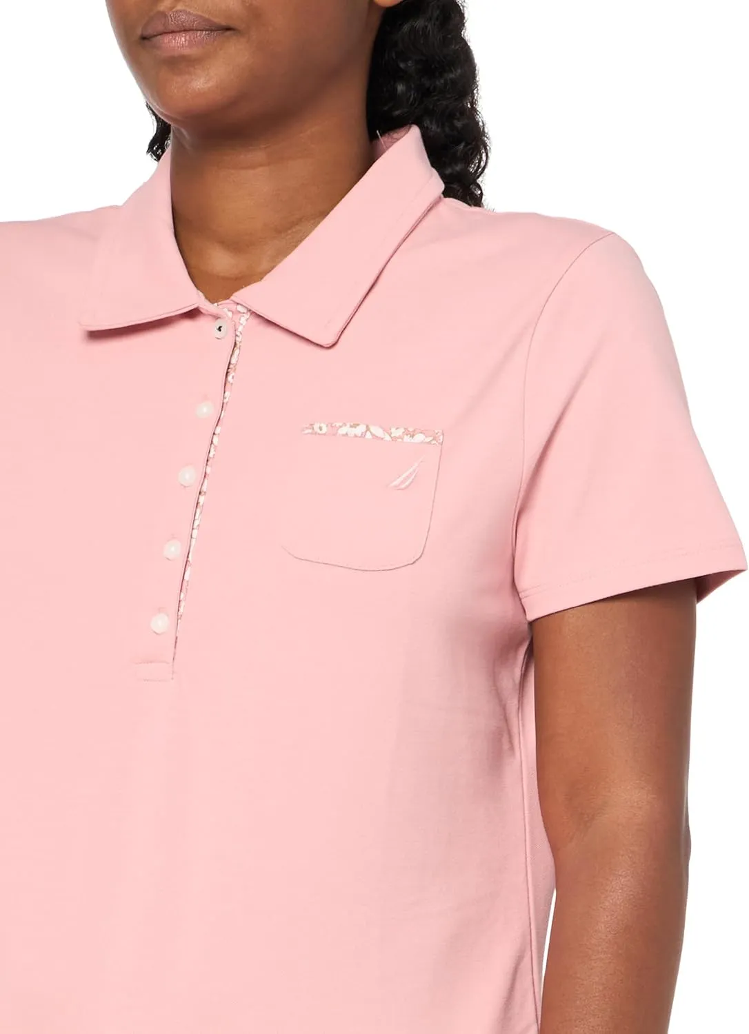 Nautica Women's Short Sleeve Button Placket Polo