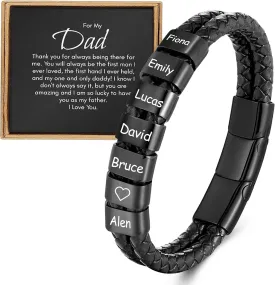 Personalized Fathers Gift Custom Dad Bracelet with Names for Men Fathers Bracelet Best Dad Ever Gifts from Daughter Son Wife