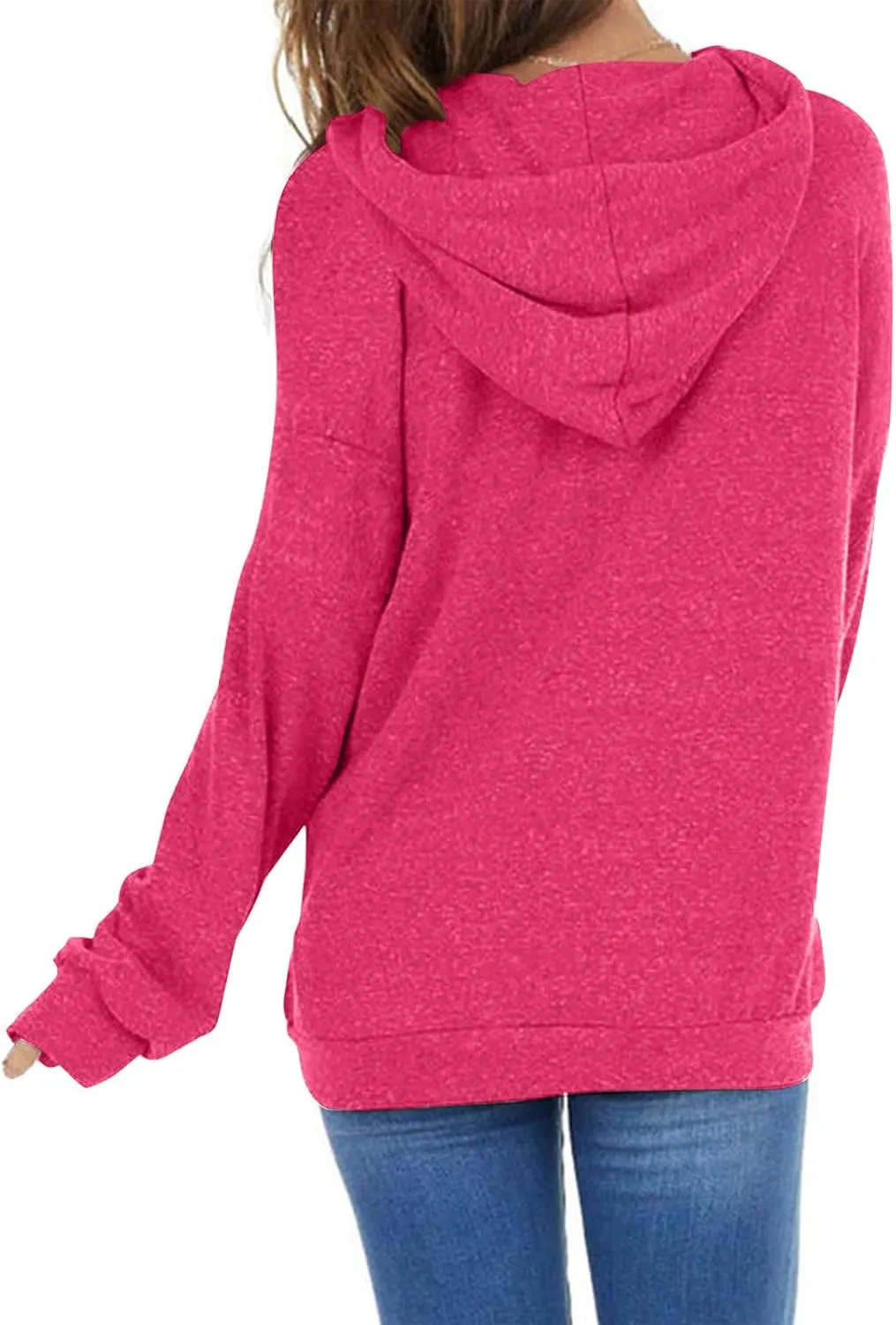 PGANDS Women's Long Sleeve Drawstring Hoodies Sweatshirt Casual Loose Lightweight Pullover Tops with Pocket