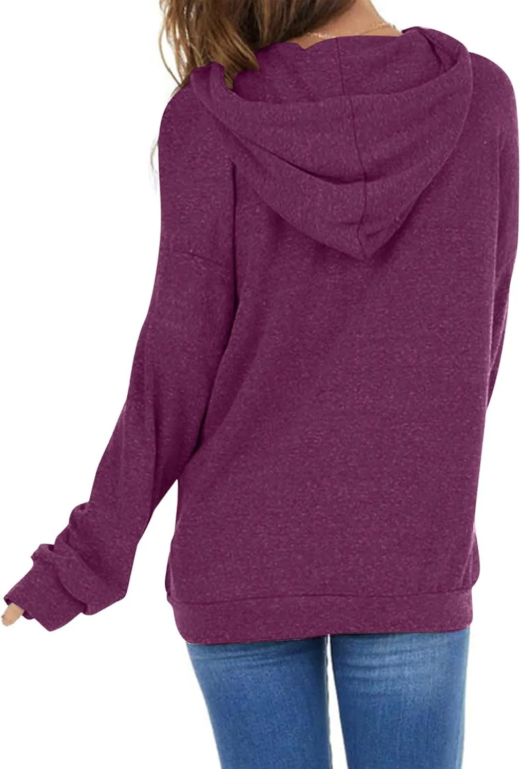 PGANDS Women's Long Sleeve Drawstring Hoodies Sweatshirt Casual Loose Lightweight Pullover Tops with Pocket