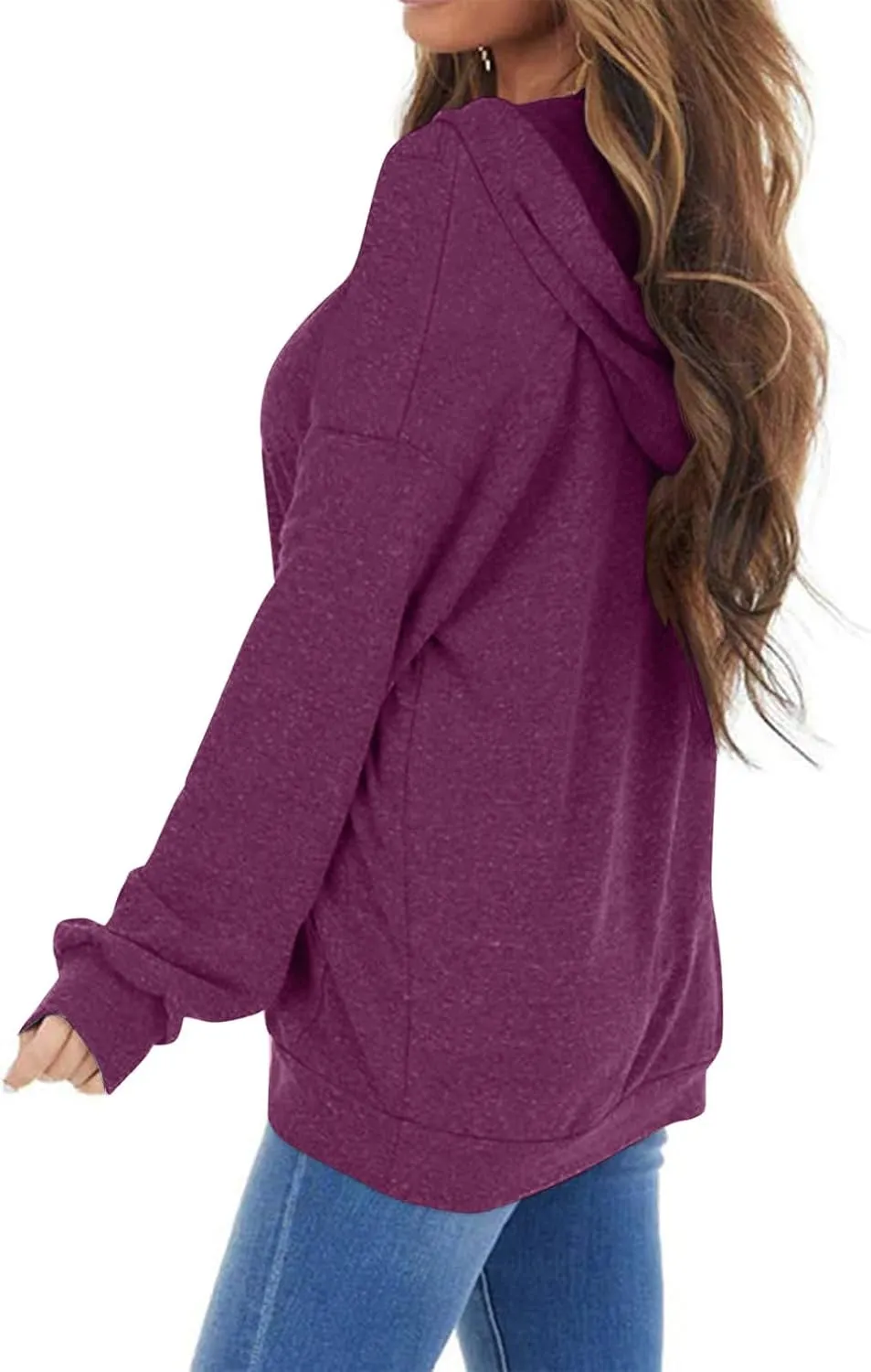 PGANDS Women's Long Sleeve Drawstring Hoodies Sweatshirt Casual Loose Lightweight Pullover Tops with Pocket