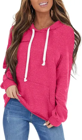 PGANDS Women's Long Sleeve Drawstring Hoodies Sweatshirt Casual Loose Lightweight Pullover Tops with Pocket