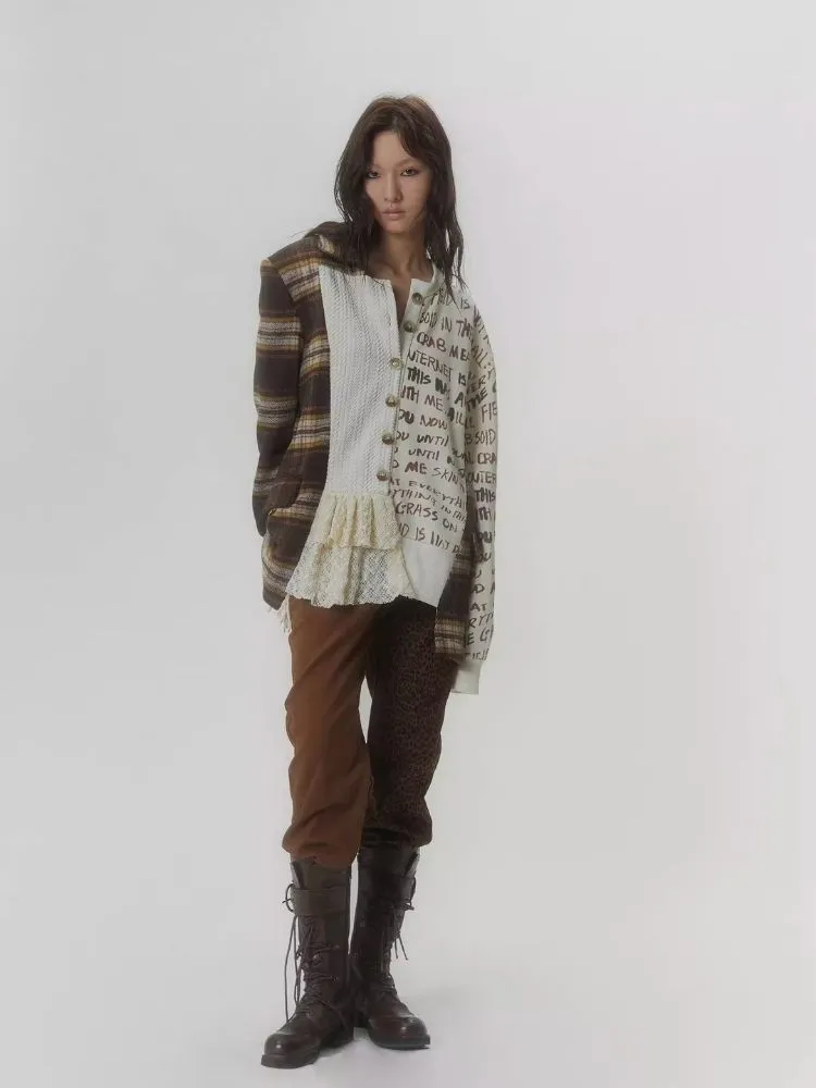 Splicing Printed Cardigan Sweatshirt【s0000006679】