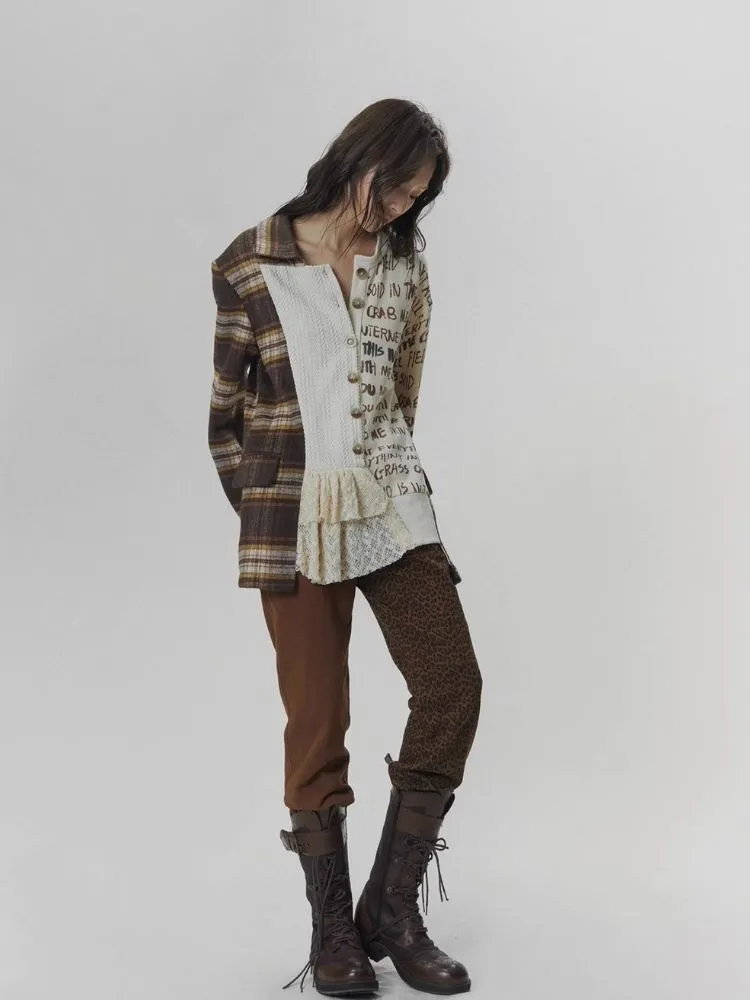 Splicing Printed Cardigan Sweatshirt【s0000006679】