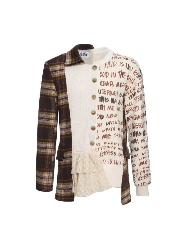 Splicing Printed Cardigan Sweatshirt【s0000006679】