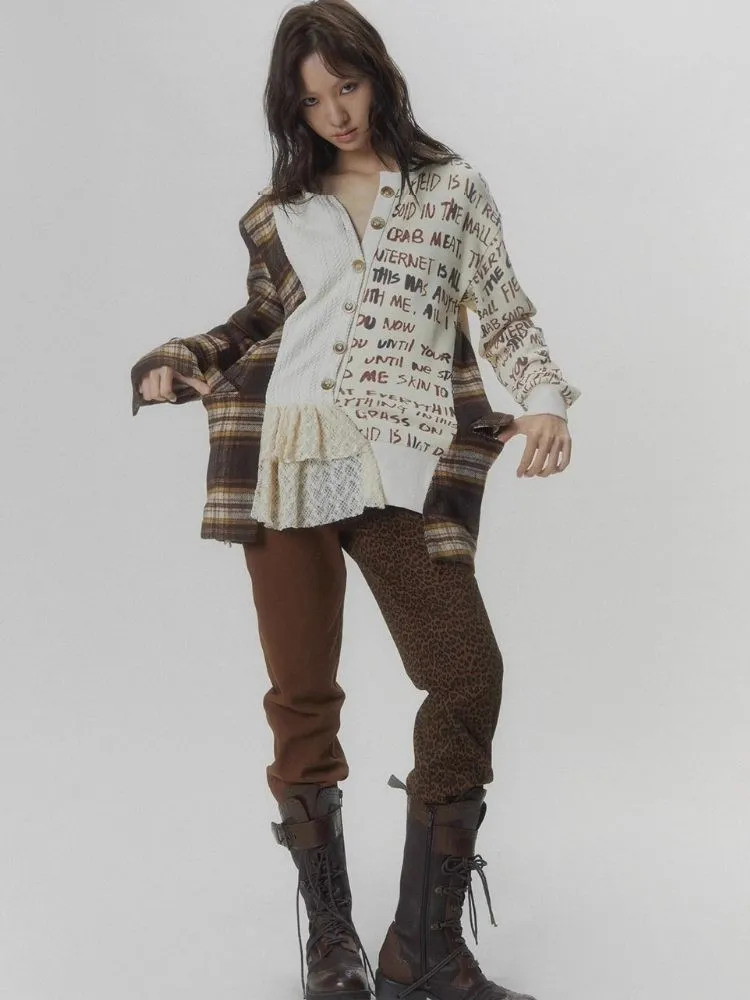 Splicing Printed Cardigan Sweatshirt【s0000006679】