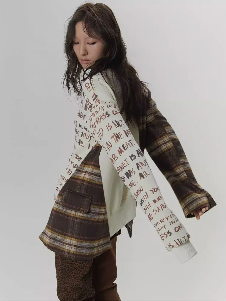 Splicing Printed Cardigan Sweatshirt【s0000006679】