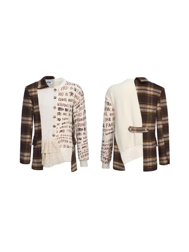 Splicing Printed Cardigan Sweatshirt【s0000006679】