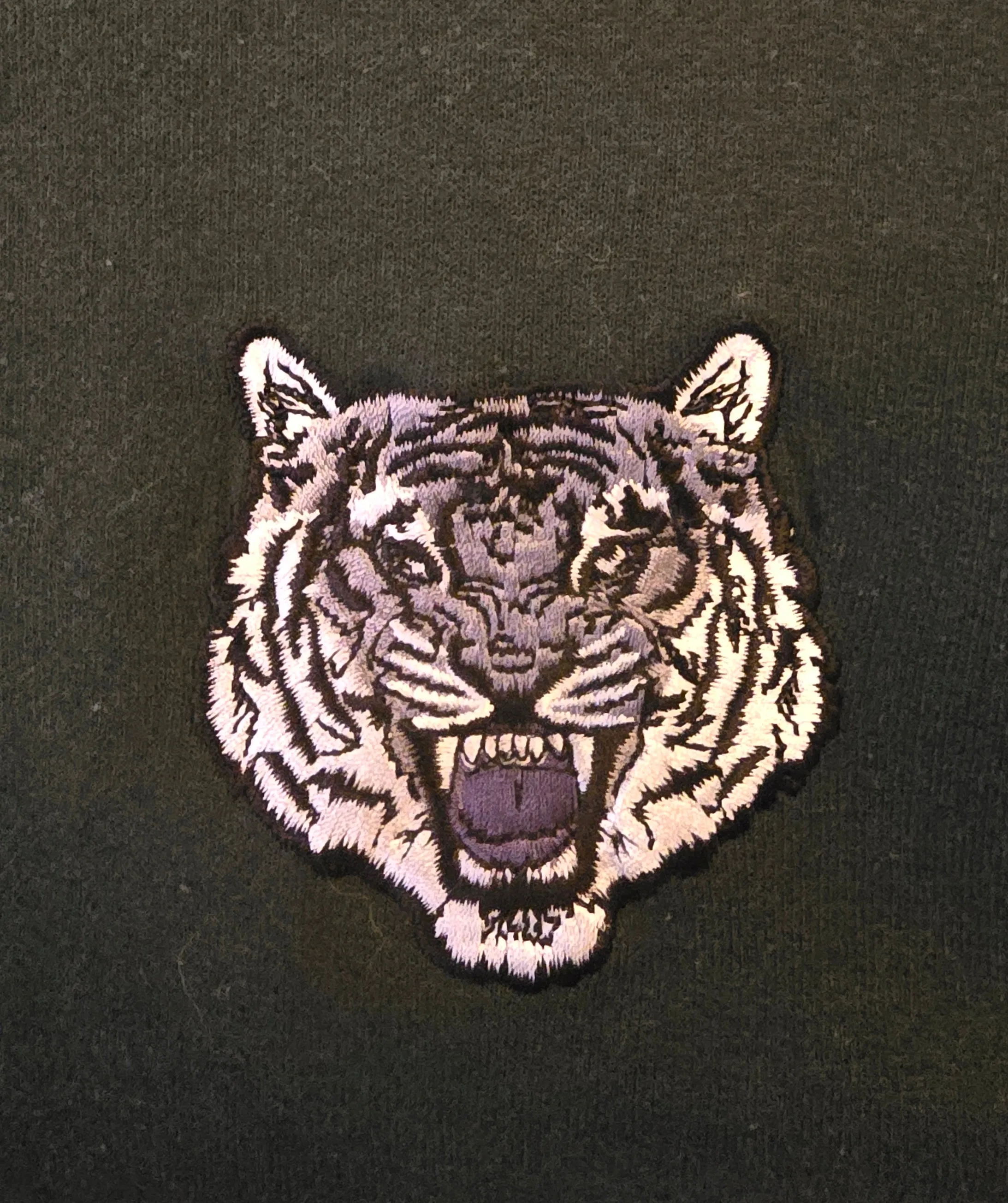 Topman Men’s Bottle Green Embroidered Tiger Sweatshirt Size XL