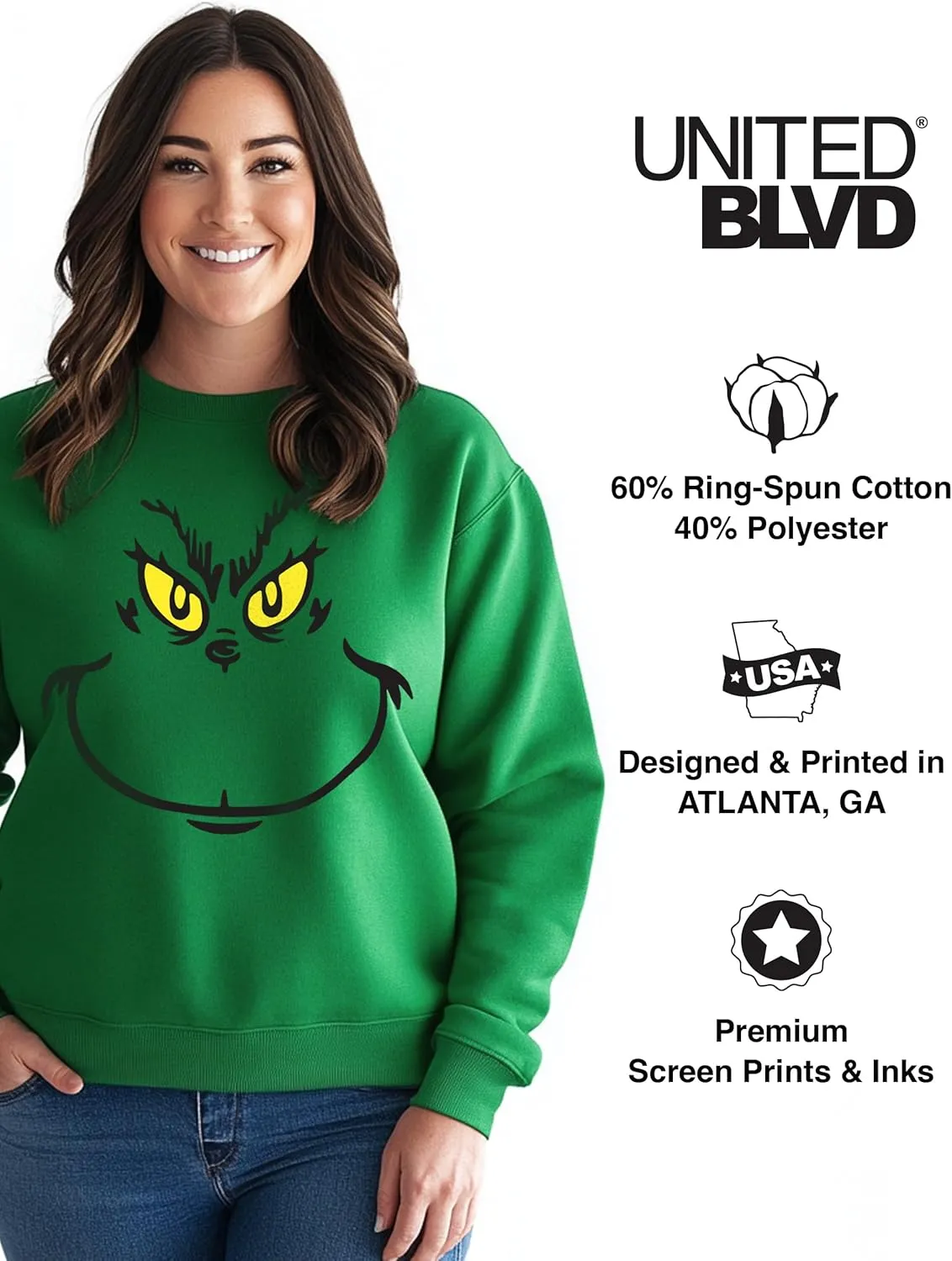 Unisex Christmas Vacation Smiley Sweatshirt for Adults Holiday Crewneck Long Sleeve Funny Graphic Cute