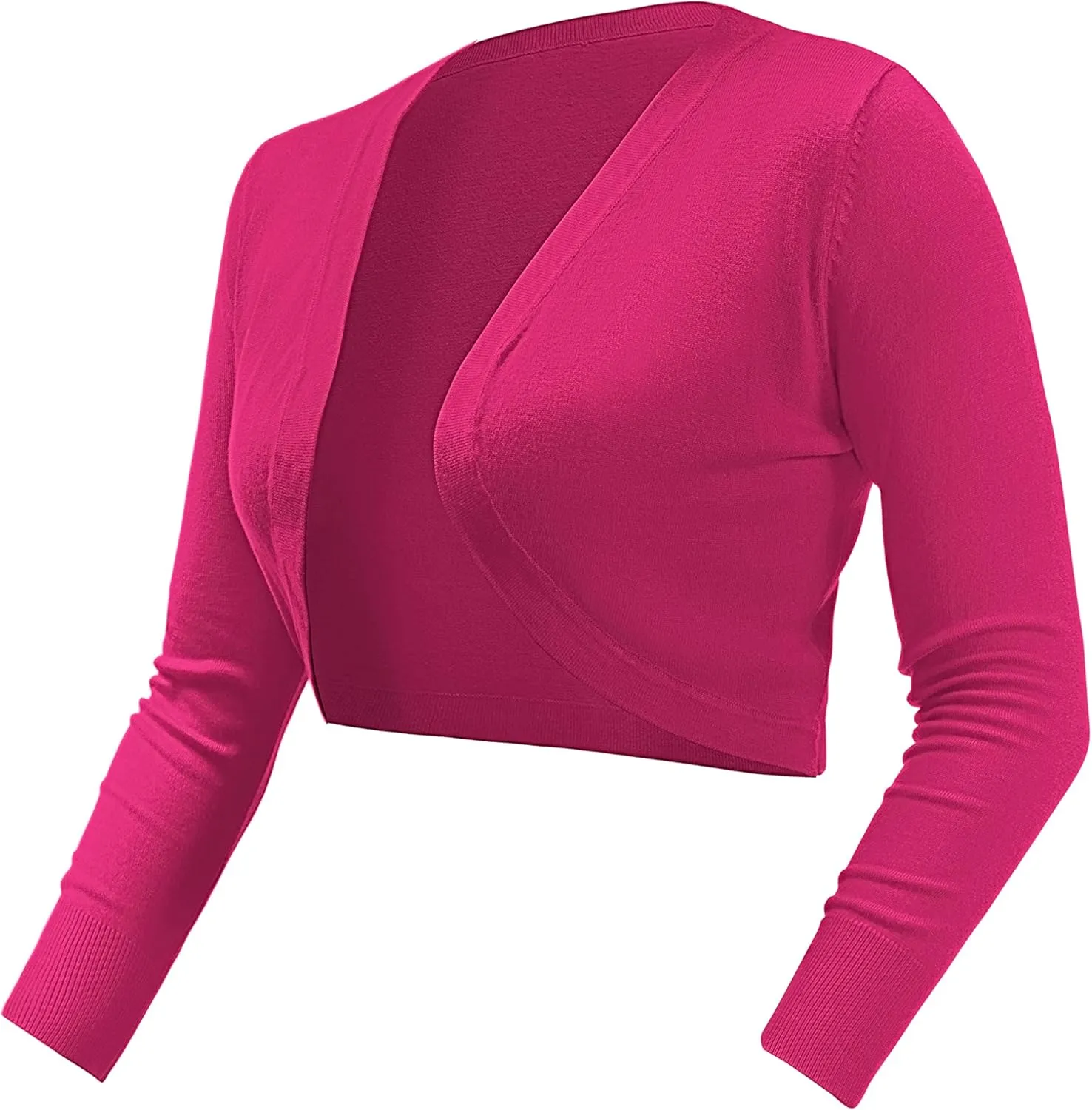 U.Vomade Women's Cropped Cardigan Bolero Shrug Open Front Sweater Long Sleeve S-1X