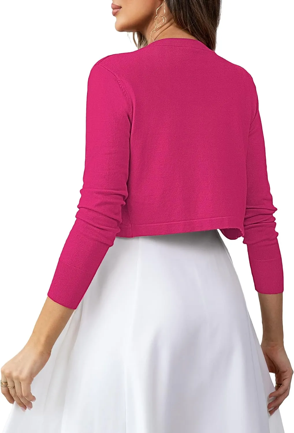U.Vomade Women's Cropped Cardigan Bolero Shrug Open Front Sweater Long Sleeve S-1X
