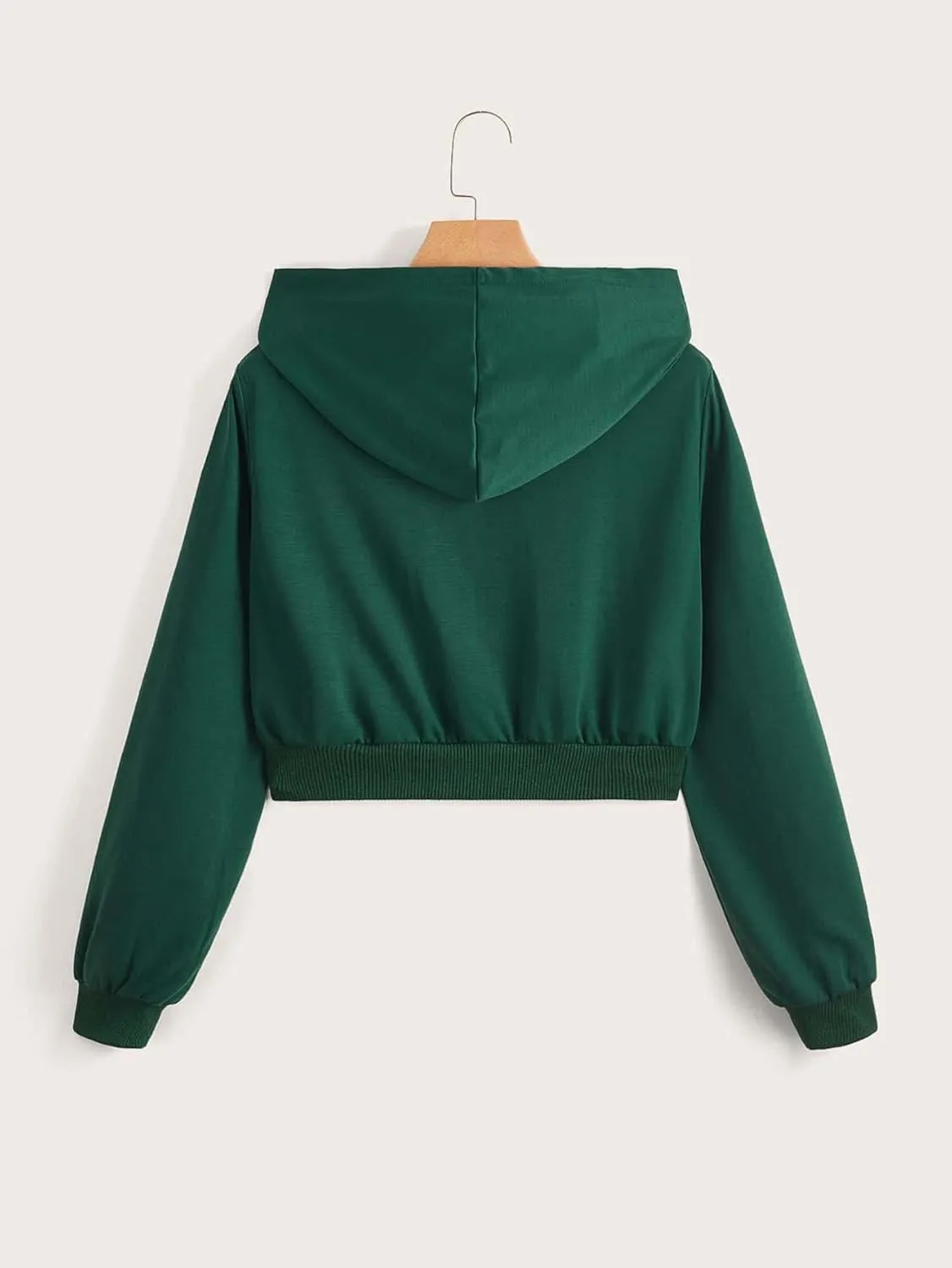WDIRARA Girl's Zip Front Hoodie Pocket Casual Long Sleeve Sweatshirt Cropped Tops