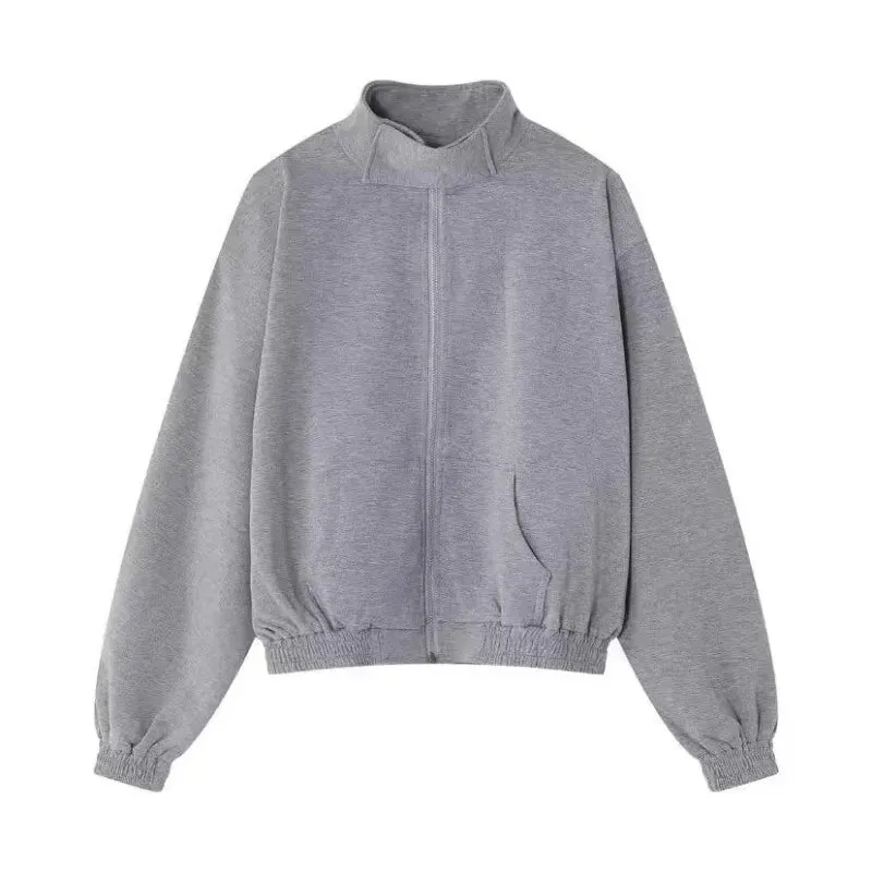 Wiaofellas -  Stand Collar Sweatshirt Set Men Sports Cardigan Jacket and Jogging Wide Leg Pants Loose Sports 2-piece Sets Unisex Tracksuits