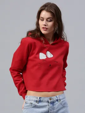 Women Bow Kitty Red Sweatshirt