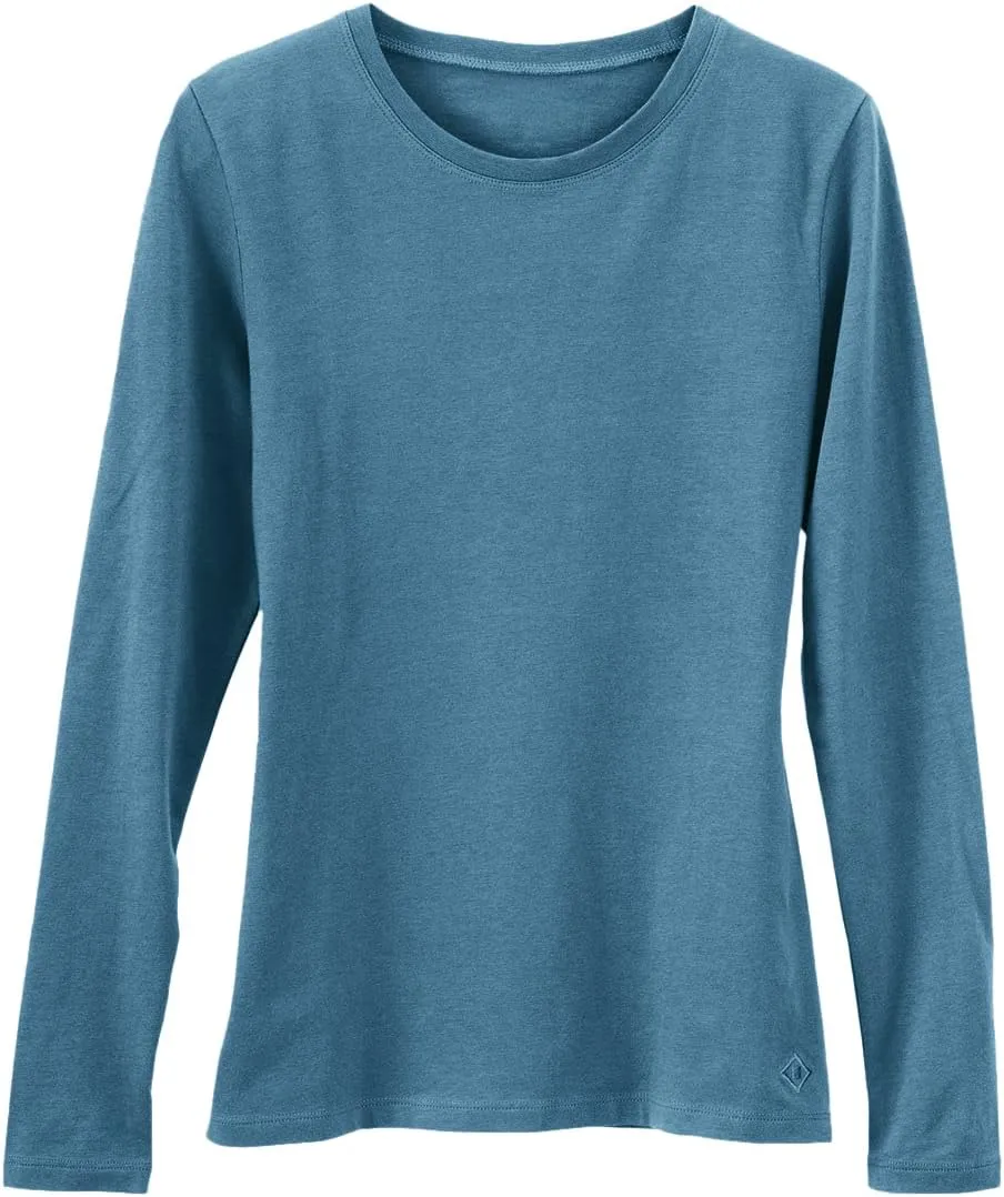 Women's 100% Organic Pima Cotton Relaxed Long Sleeve Crew Neck T-Shirt