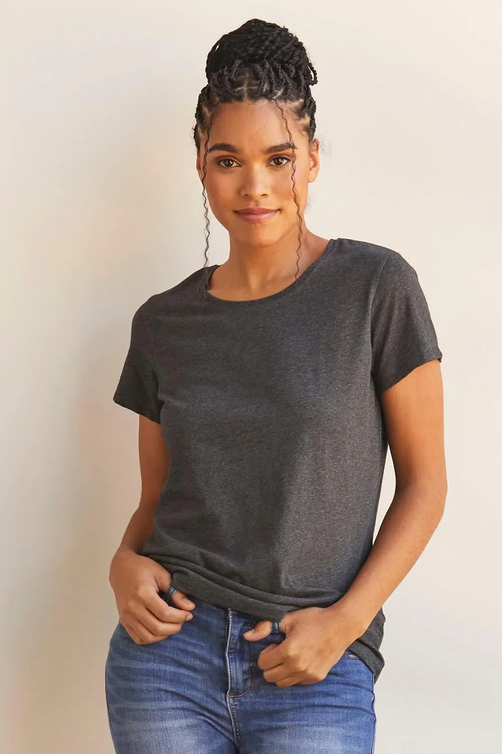 Women's 100% Organic Pima Cotton Short Sleeve Relaxed Crew Neck T-Shirt