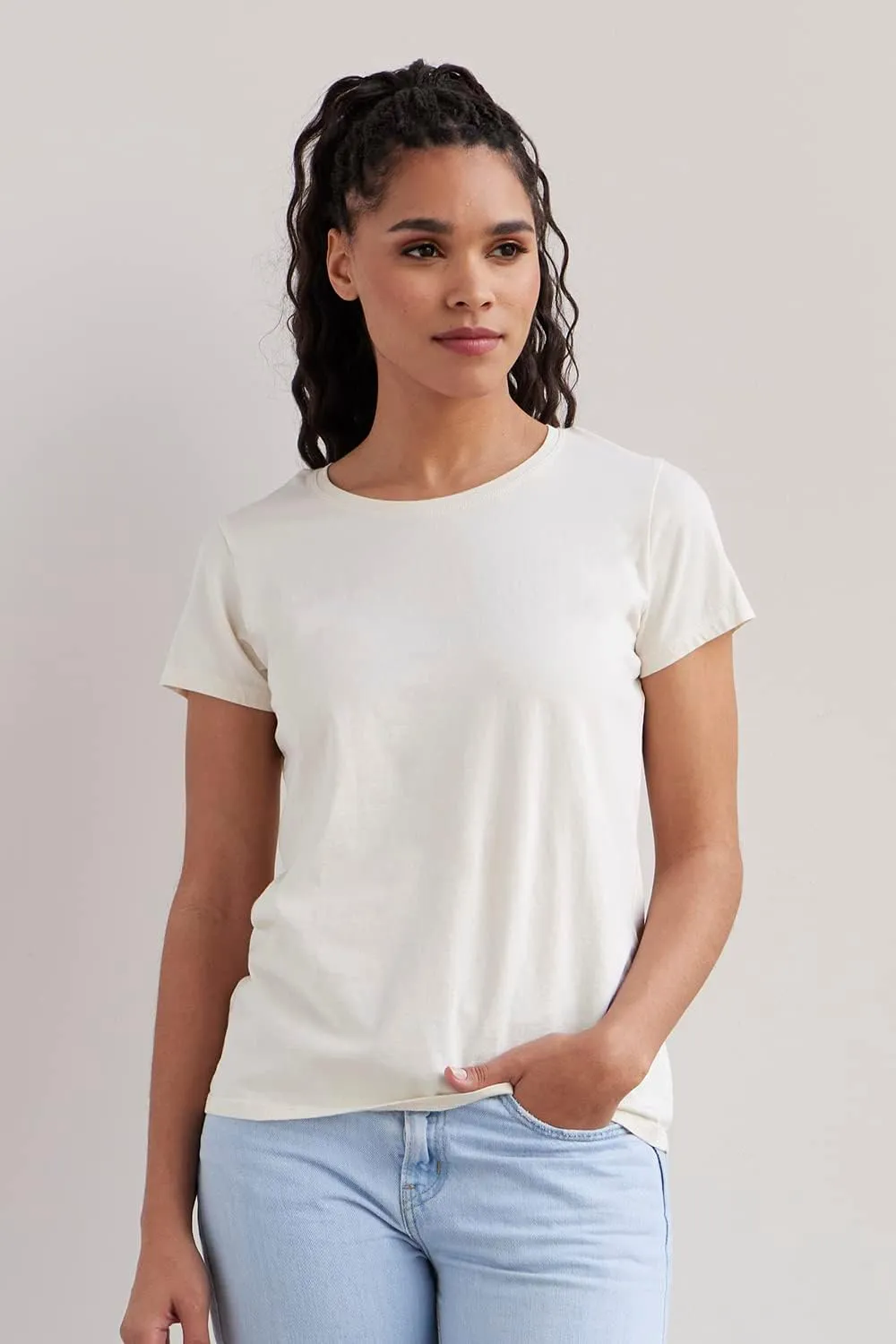 Women's 100% Organic Pima Cotton Short Sleeve Relaxed Crew Neck T-Shirt