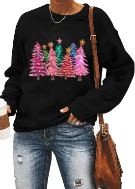 Xiaomomo Merry Christmas Tree Sweatshirt Woomens Christmas Lights Sweater Holiday Tops