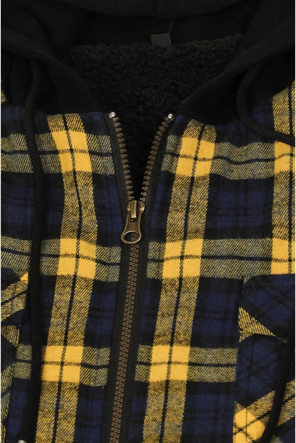 ZENTHACE Men's Sherpa Lined Full Zip Hooded Plaid Shirt Jacket