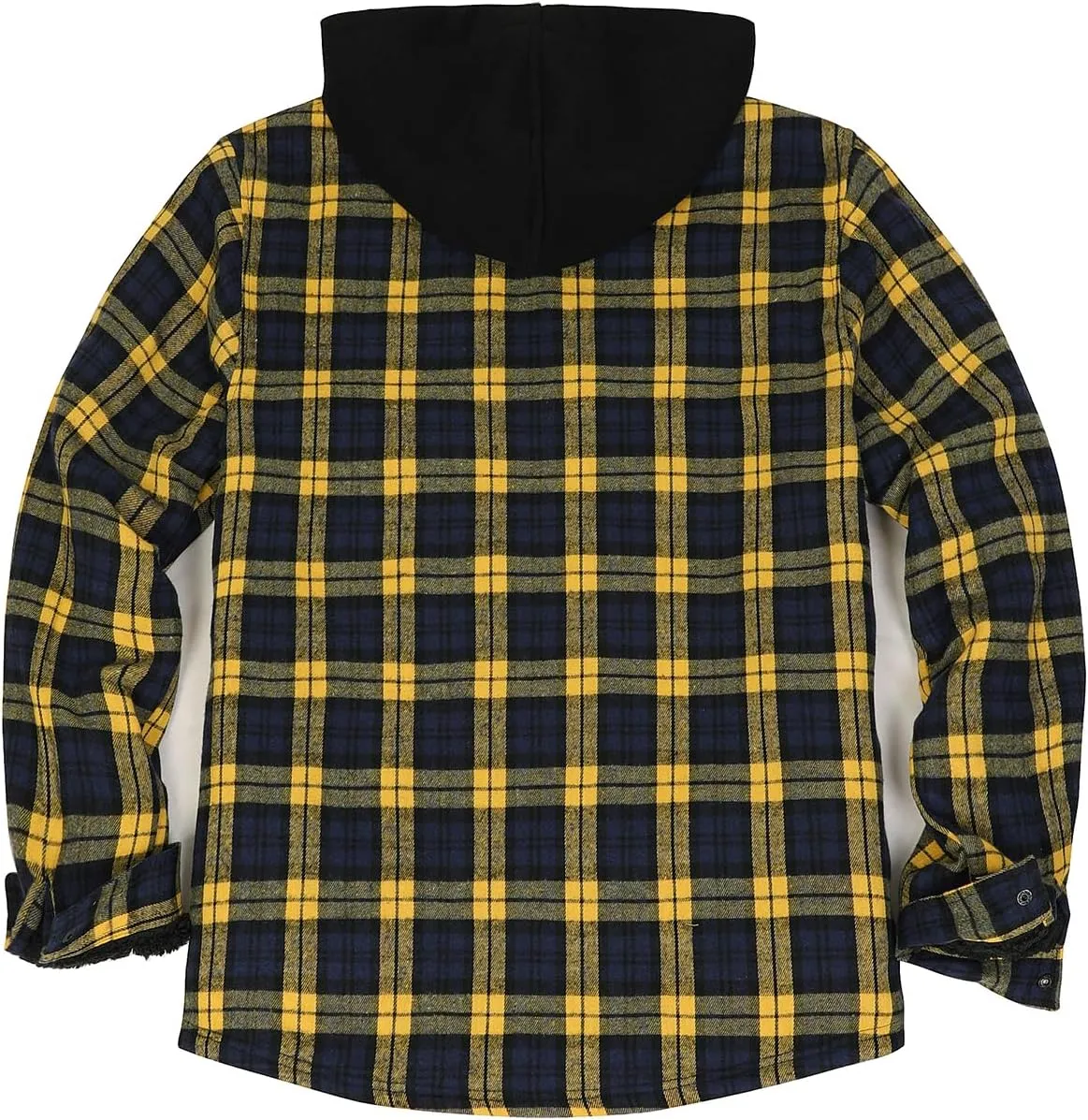 ZENTHACE Men's Sherpa Lined Full Zip Hooded Plaid Shirt Jacket